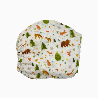 Drap contour bassinette blanche 'animaux' en mousseline