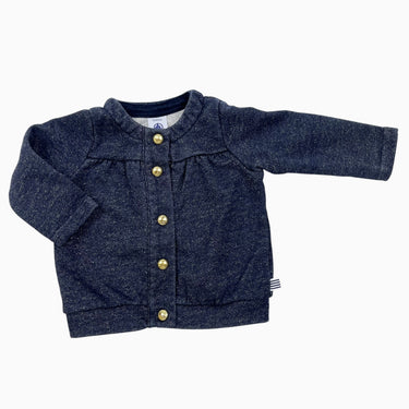Cardigan marine scintillant doré 6M