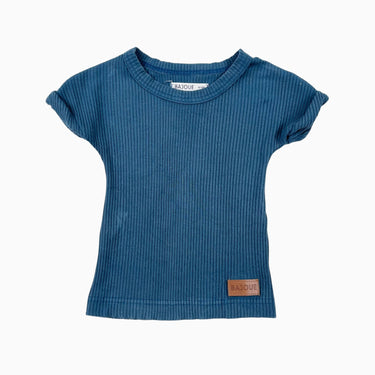 T-shirt sarcelle en bambou et spandex cotelé 0-12M