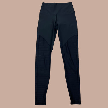 Legging noir sport avec mesh en poly recyclé et spandex pour femmes S