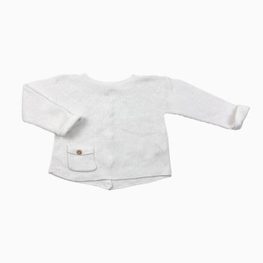 Pull blanc en tricot de coton 3-6M