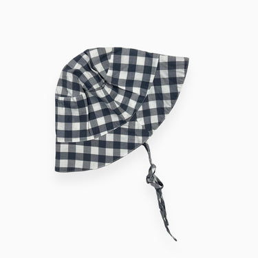 Chapeau soleil en coton à motif vichy gris et blanc 12M (fit 6M)