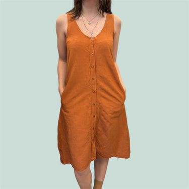 Robe caramel en lin et viscose pour femmes S