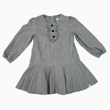 Robe grise avec jupe accordéon en poly et viscose doublée 3Y