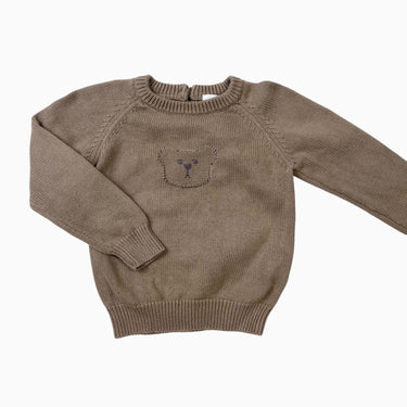 Pull taupe en tricot de coton 'teddy' 2Y