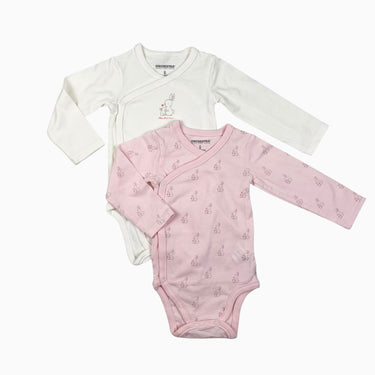 Duo de cache-couche rose et blanc 'lapins' 6M