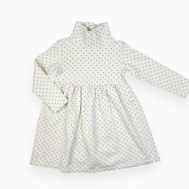 Robe crème en coton épais, acrylique et élastane à petits pois 8Y