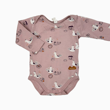 Cache-couche mauve 'paons' 0-3M