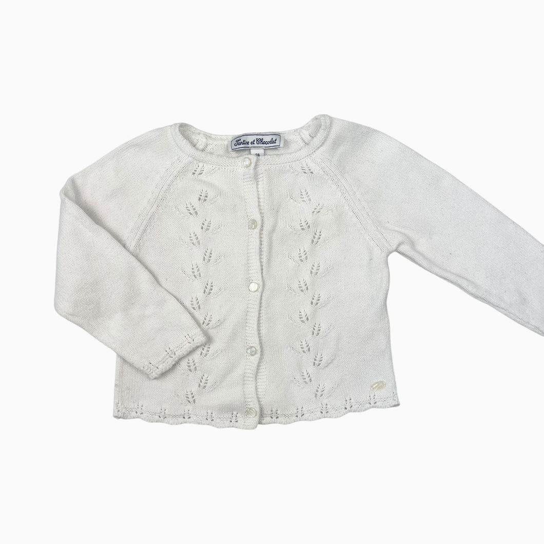 Cardigan blanc en tricot de coton pointelle 2Y