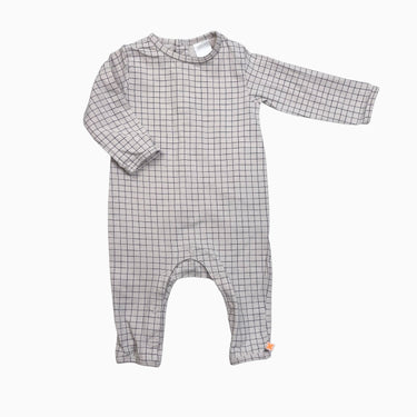 Combi quadrillé en coton pima 3-6M