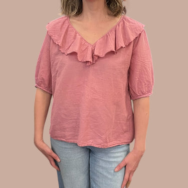 Blouse rose en coton pour femmes taille 2 (M)