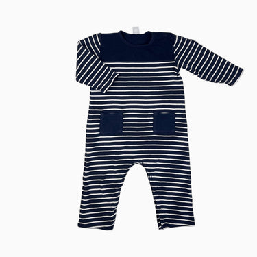 Combi marine à rayures crèmes en coton épais 24M