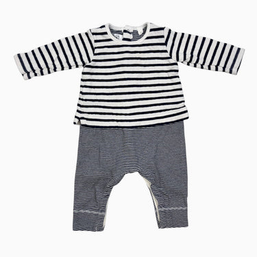 Combi en coton crème et marines à rayures 3M