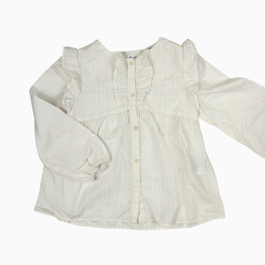 Blouse blanche à rayures dorées 4-5Y