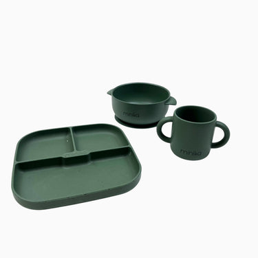 Ensemble de vaisselle olive 'confettis' en siliconne