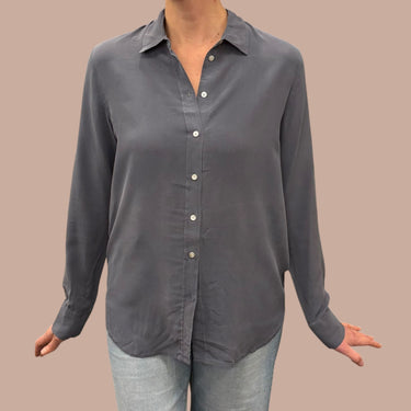Chemise anthracite en soie pour femmes 8US