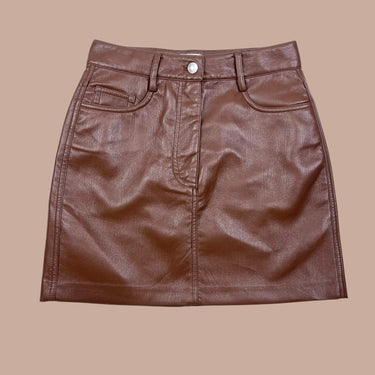 Jupe marron en simili-cuir pour femmes 2US