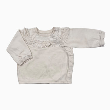 Pull vanille avec broderie anglaise 4-6M