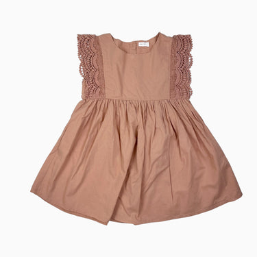 Robe terracota en coton broderie sans manche 6Y