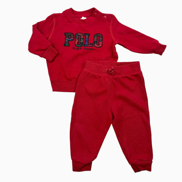 Ensemble pull et jogger rouge logo tartan 12M