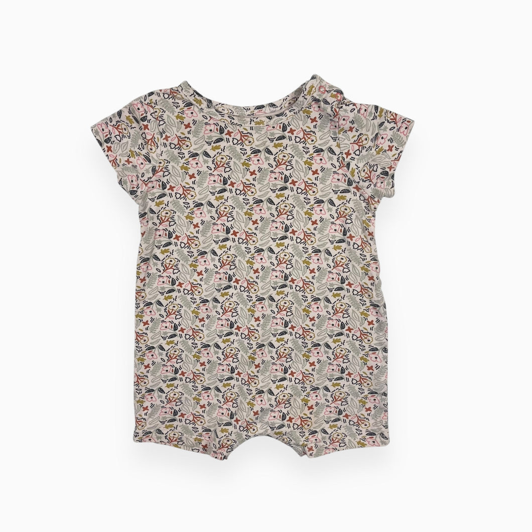 Combi short en coton rose à imprimé floral 12M