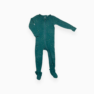 Pyjama vert émeraude en coton à imprimé étoiles dorées 24M