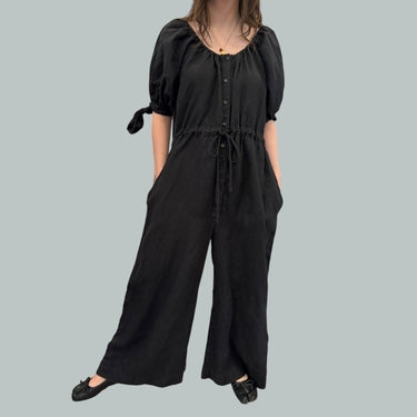 Combi noir en lin pour femmes XS-S