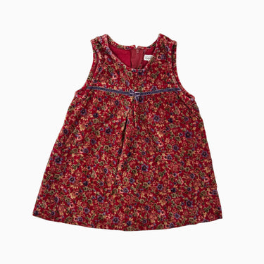 Robe jumper rouge fleurie en velours 20lbs fit 12-18M