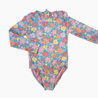 Maillot bleu fleuri 4Y