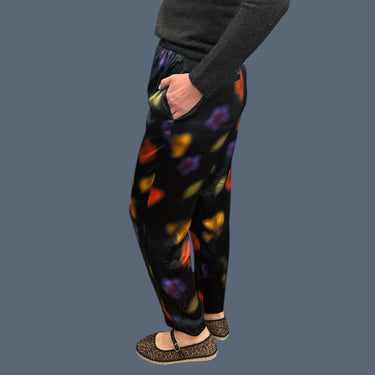 Pantalon noir tâcheté en soie pour femmes S