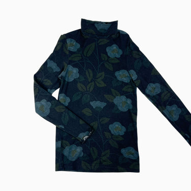 Pull à col roulé noir fleuri en modal 10Y