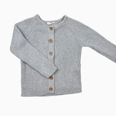 Cardigan gris pâle en tricot de coton 2Y