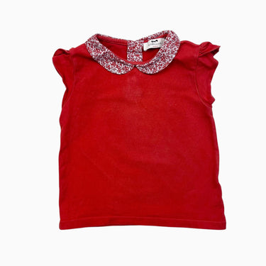 T-shirt rouge à col claudine liberty 3Y