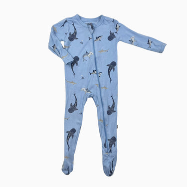 Pyjama bleu 'poissons' en bambou et spandex 6-12M