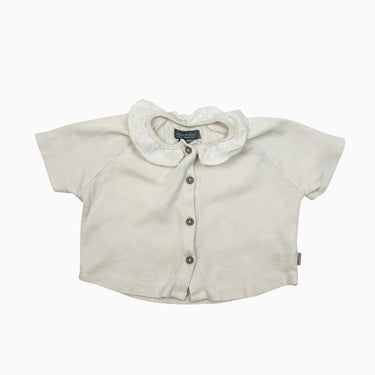 Blouse en coton gaufré crème (fait court) 3Y