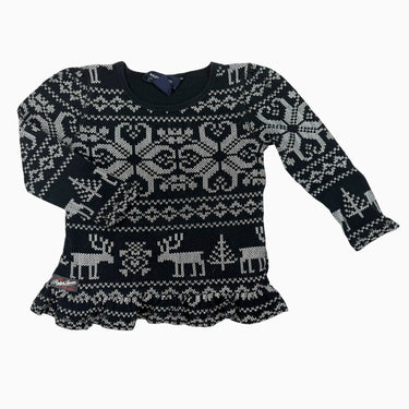 Chandail noir à motifs en coton gaufré 2Y