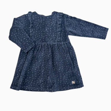 Robe marine à pois argenté en velours 18M