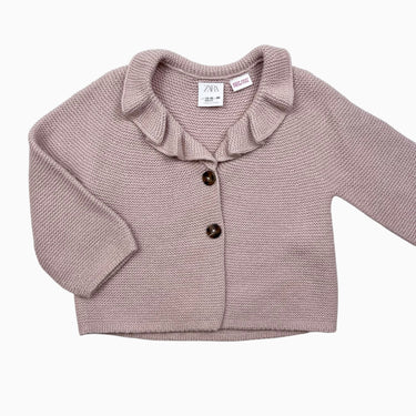 Cardigan rose en tricot d'acrylique 12-18M