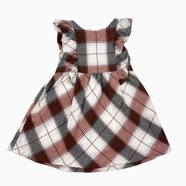 Robe à carreaux acajou, crème et marron en coton et poly 2Y
