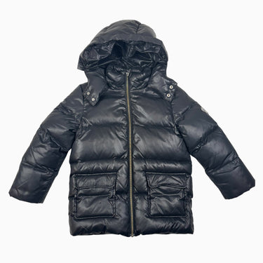 Manteau noir puffer en duvet avec capuchon amovible 6Y