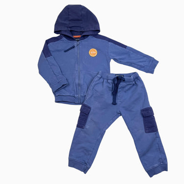 Ensemble veste et jogger marine et bleu écusson orange 18-24M