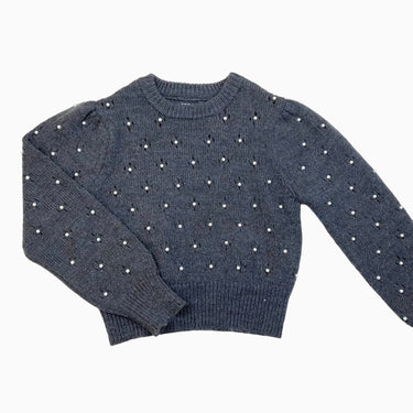 Pull anthracite avec perles en tricot mélangé 10Y