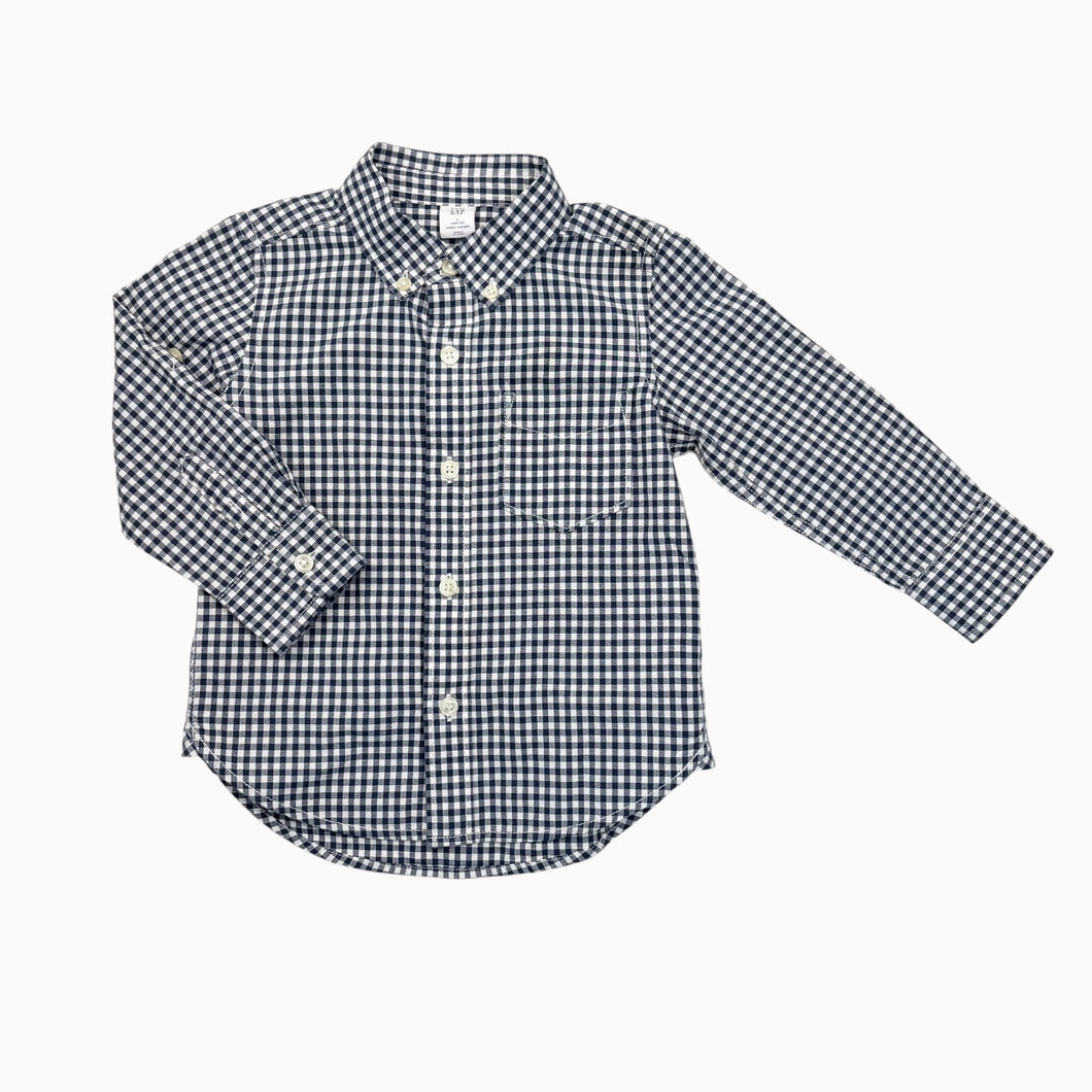 Chemise en coton à motif vichy marine et crème 2Y