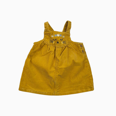 Robe jumper ocre avec chat brodé en corduory 18M