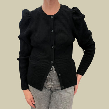 Cardigan noir en laine pour femmes M