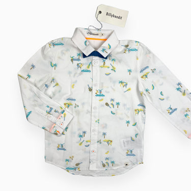 Chemise blanche en coton avec noeud papillon amovible 4Y