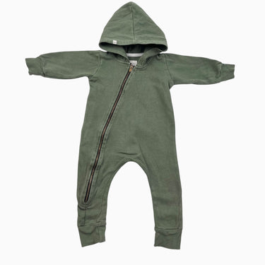 Combi à capuchon verte en coton bio 3-6M