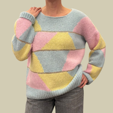 Pull pastel en tricot d'alpaca, polyamide, laine et viscose pour femmes XL