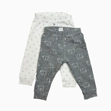Duo de legging gris 'oursons' et blanc 'étoiles' 9M