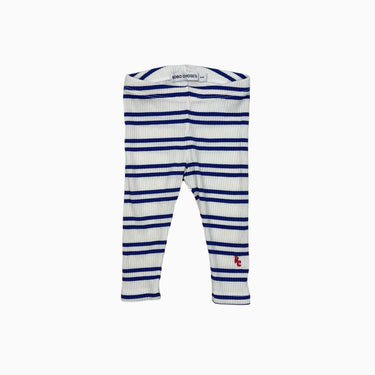Legging blanc à rayures marine côtelé 6M